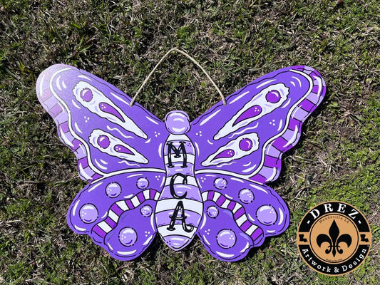 Butterfly- Mount Carmel Academy Door Hanger