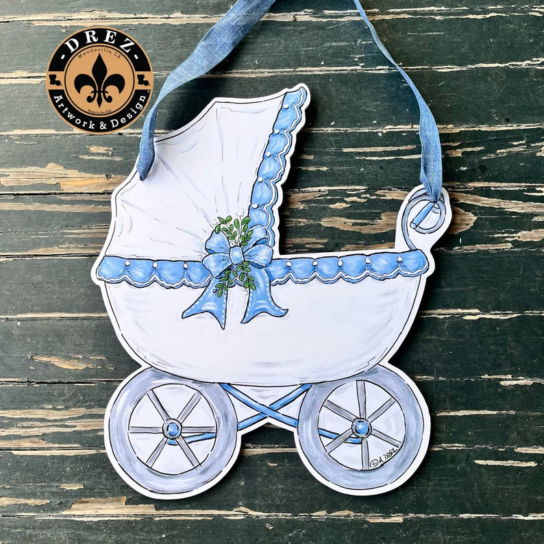 Baby Carriages Yellow/Blue/Pink Door Hanger