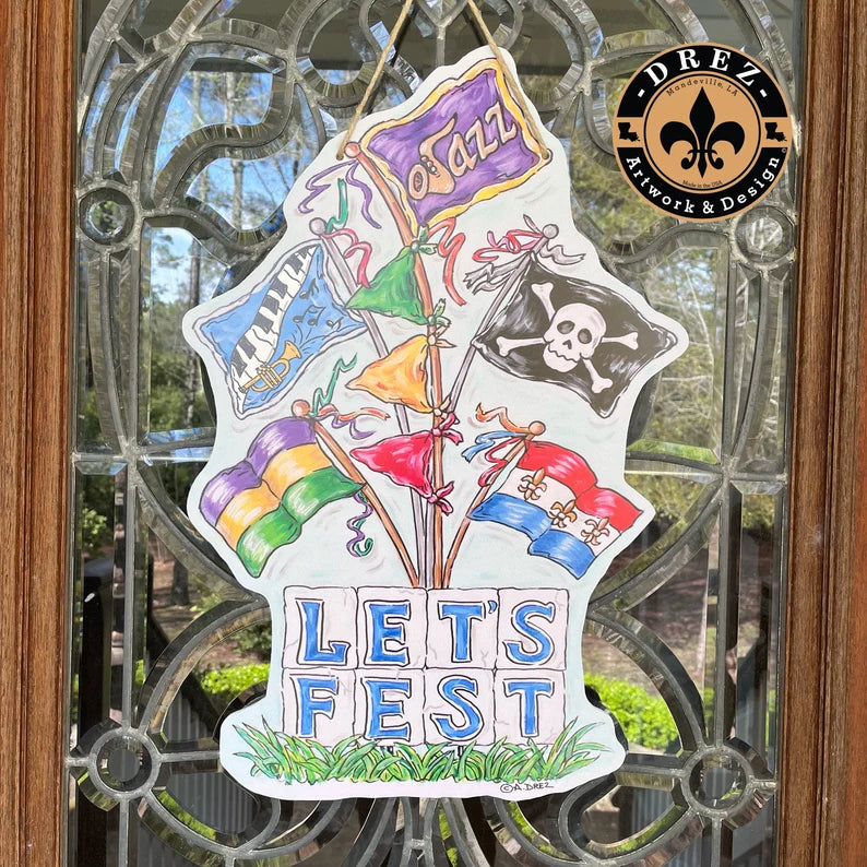 Fest Flags "Let's Fest" Door Hanger