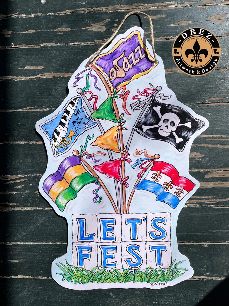 Fest Flags "Let's Fest" Door Hanger
