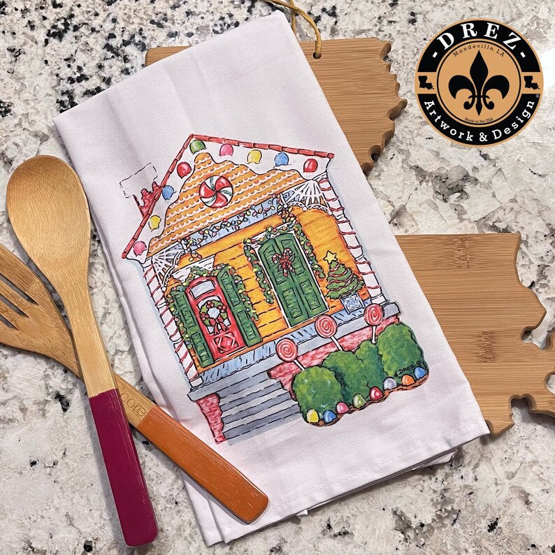 Gingerbread House Tea Towel