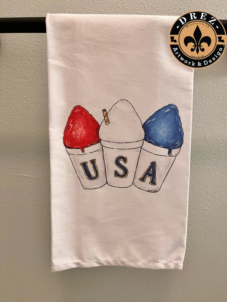 Patriotic Triple Snowball Tea Towel