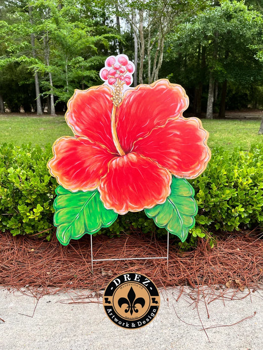 Hibiscus Yard Stake