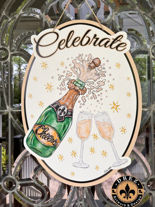 Celebrate Champagne Door Hanger