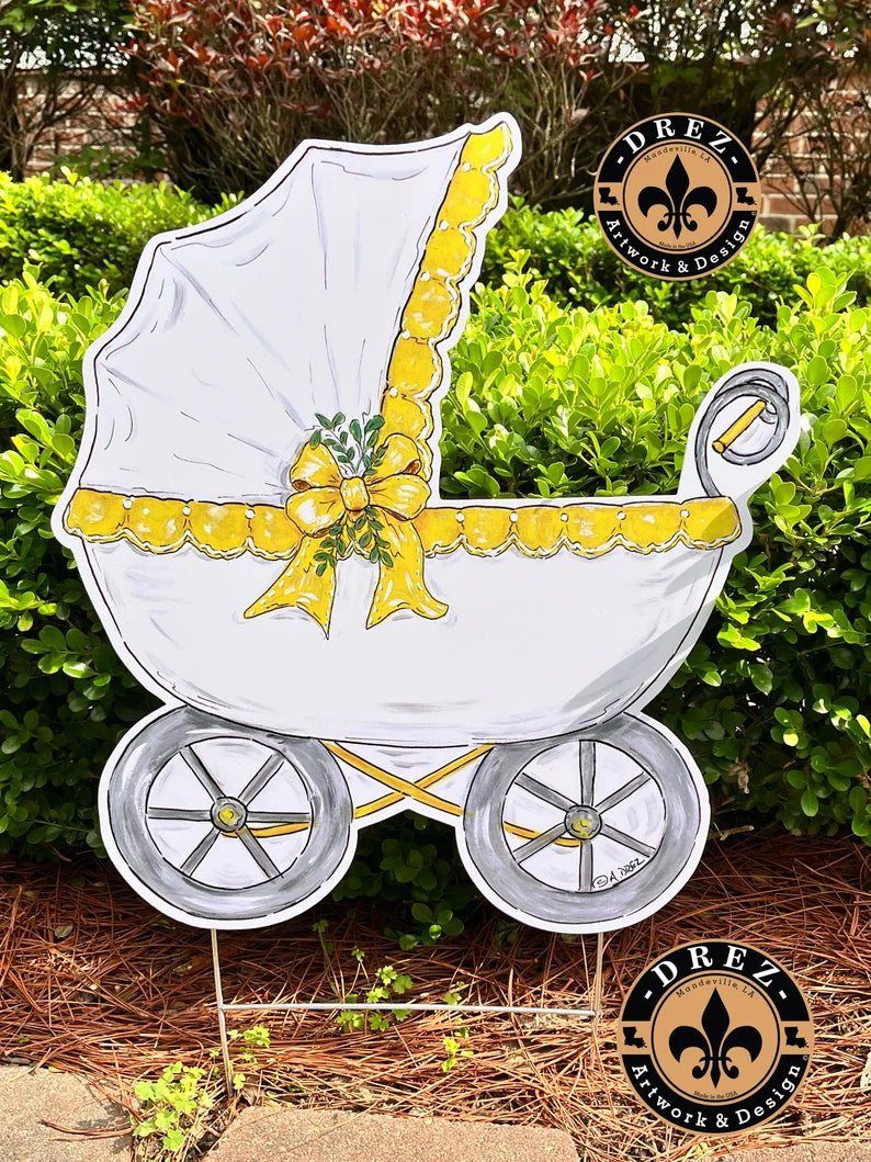 Baby Carriages Yellow/Blue/Pink Yard Stake