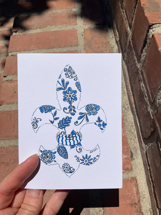 Fleur De Lis Chinoiserie Notecards