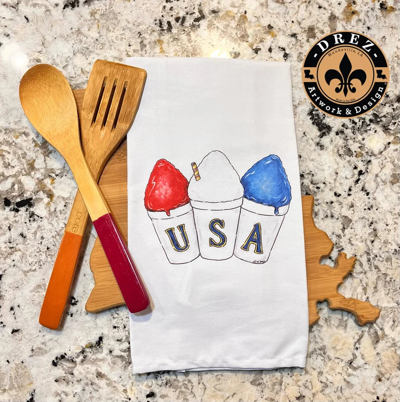 Patriotic Triple Snowball Tea Towel
