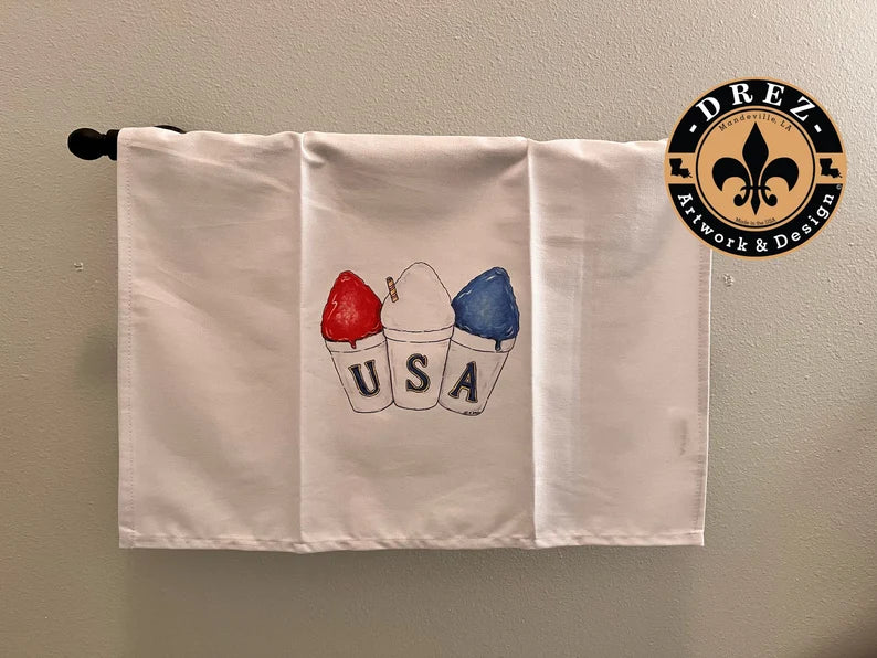 Patriotic Triple Snowball Tea Towel
