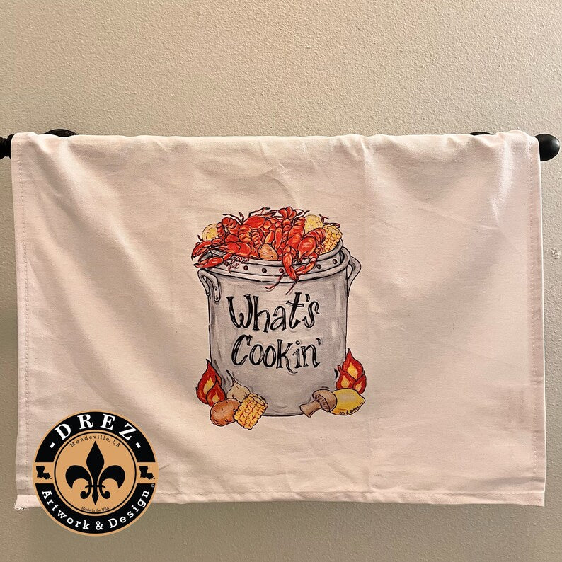 Crawfish Pot What's Cookin' Tea Towel