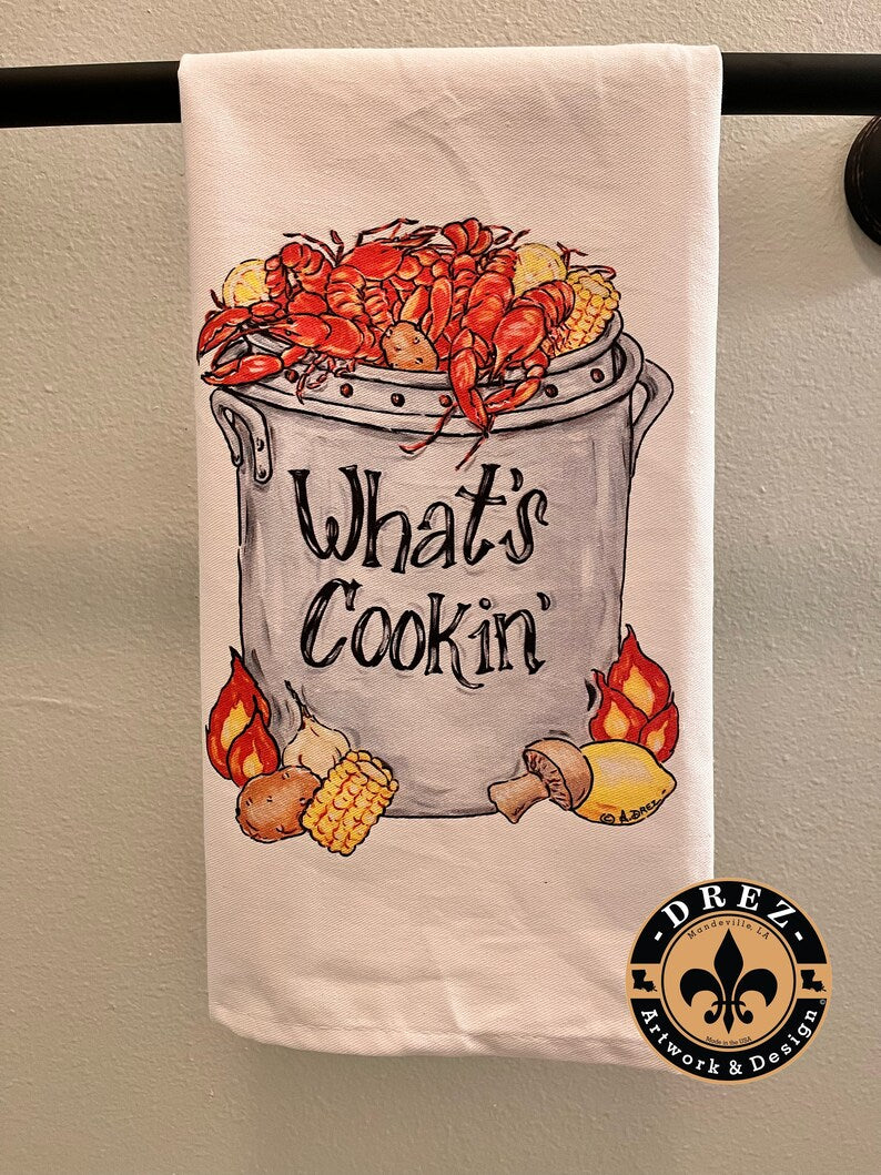 Crawfish Pot What's Cookin' Tea Towel