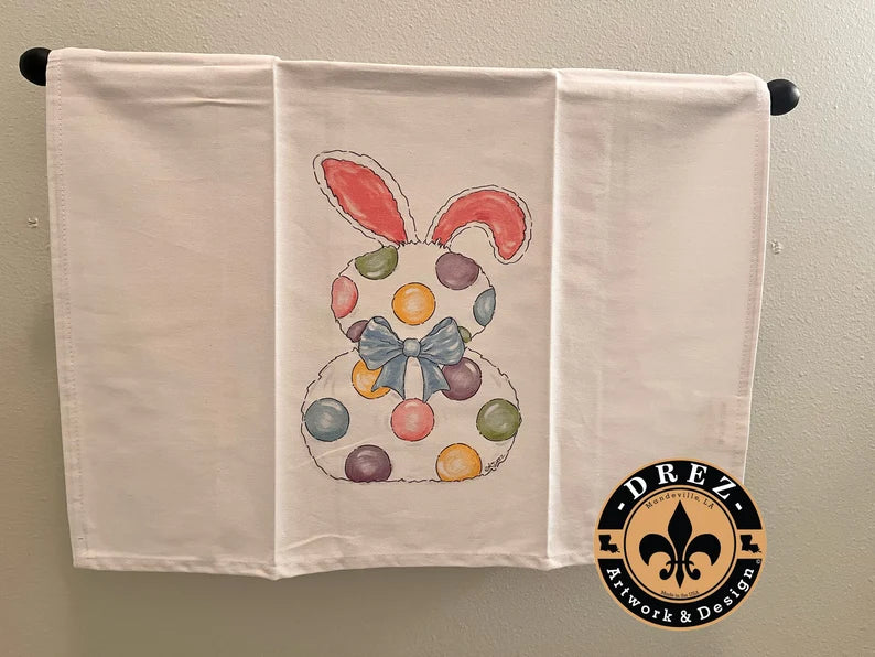 Easter Bunny with Polka Dots Tea Towel