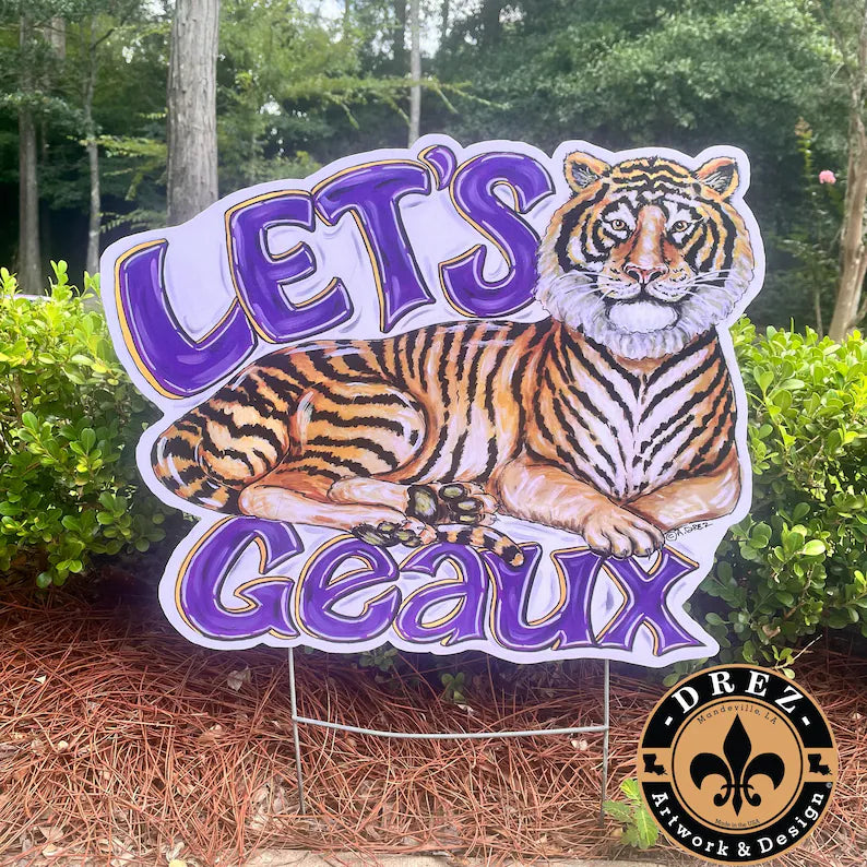 Tiger Body- Let's Geaux Yard Stake