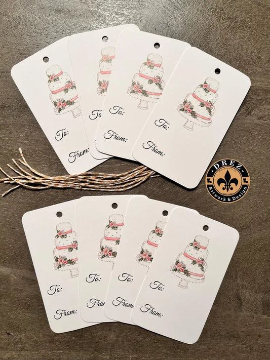Cake Pink/White Gift Tags