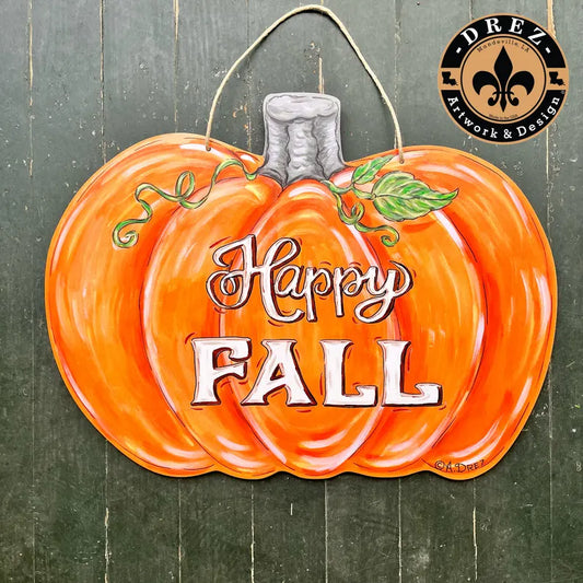 Pumpkin Happy Fall Door Hanger