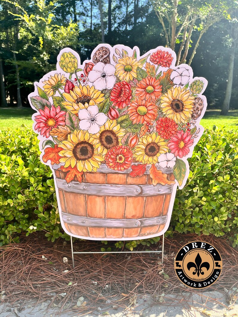 Fall Flower Pot Yard Stake