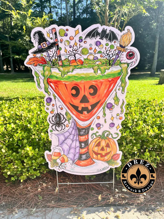 Halloween Martini Yard Stake