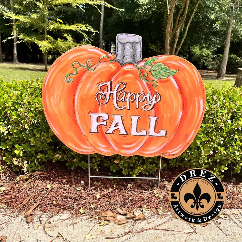 Pumpkin Happy Fall Yard Stake