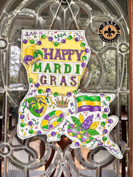 Louisiana Mardi Gras Door Hanger