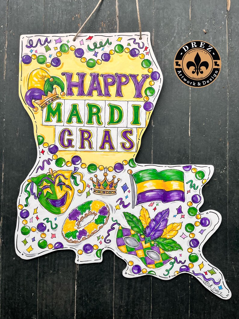 Louisiana Mardi Gras Door Hanger