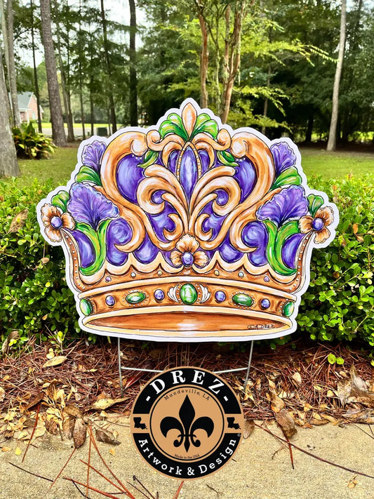 Mardi Gras Queen Crown Yard Stake