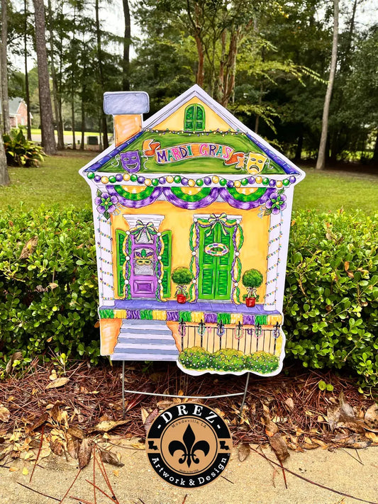 Mardi Gras House Yard Stake
