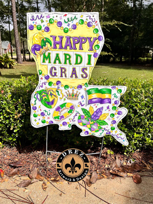 Louisiana Mardi Gras Yard Stake