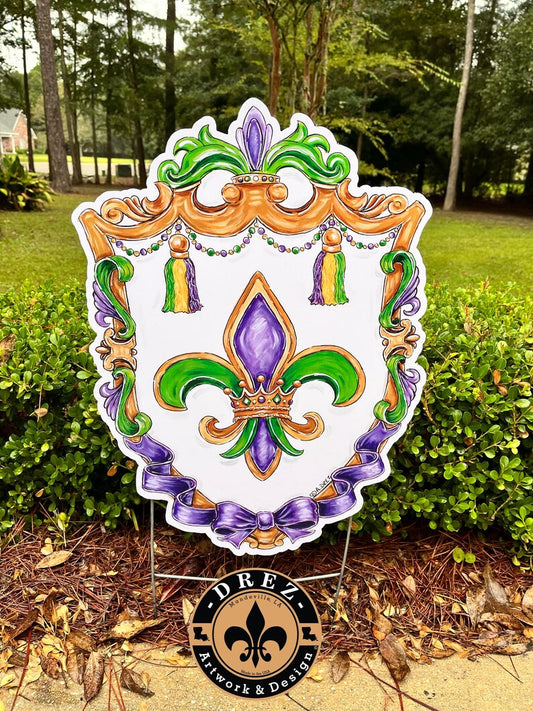 Mardi Gras Crest Yard Stake