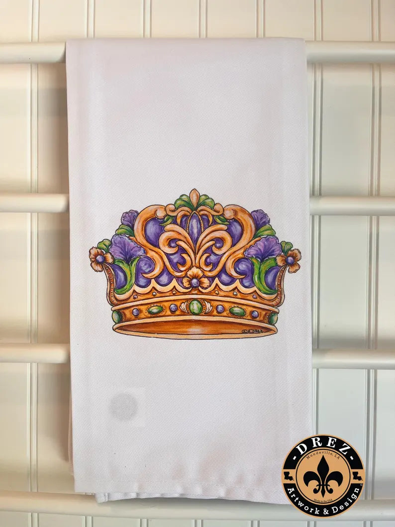 Mardi Gras Queen Crown Tea Towel