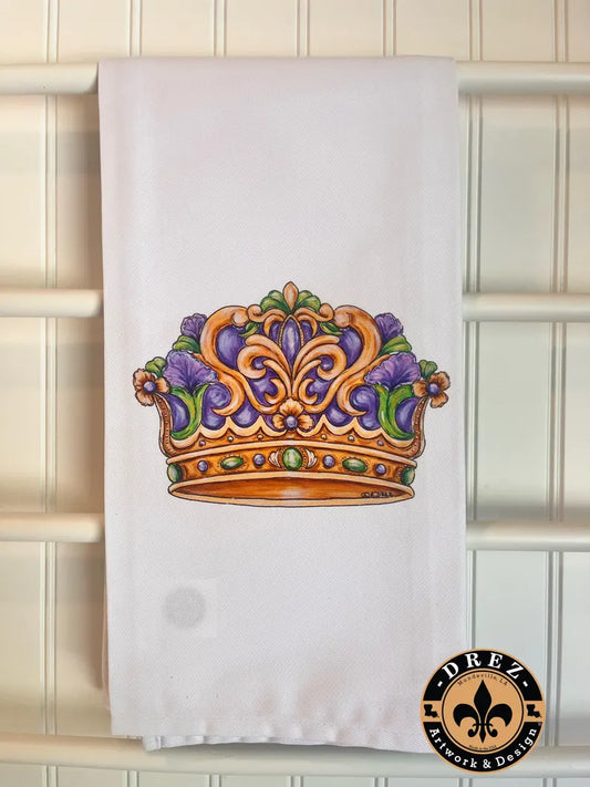 Mardi Gras Queen Crown Tea Towel