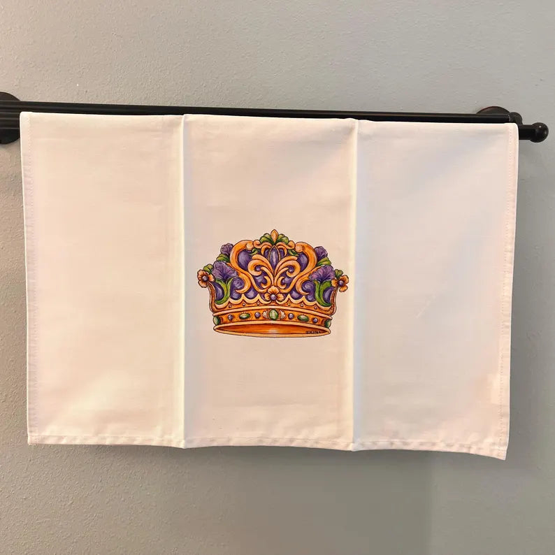 Mardi Gras Queen Crown Tea Towel