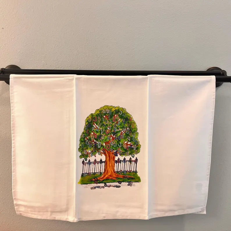 Mardi Gras Bead Tree Tea Towel