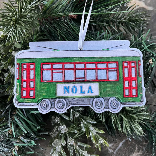 Streetcar Green Horizontal Ornament