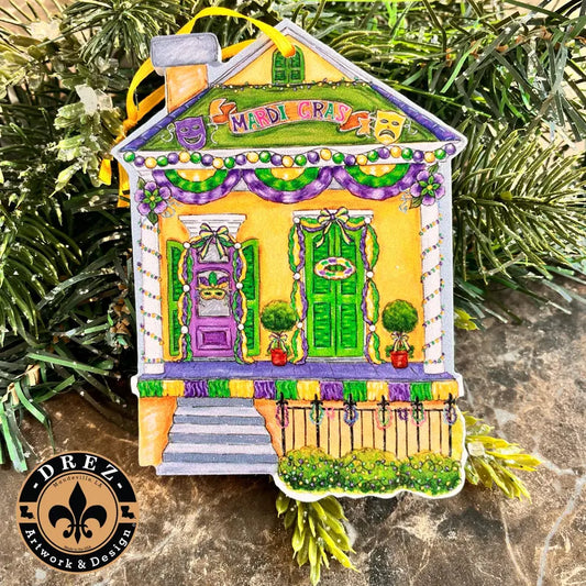 Mardi Gras House Ornament