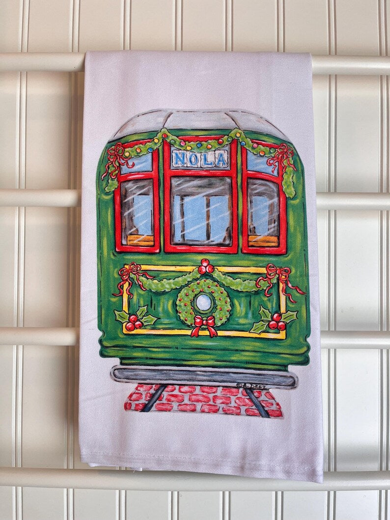 Christmas Streetcar Tea Towel