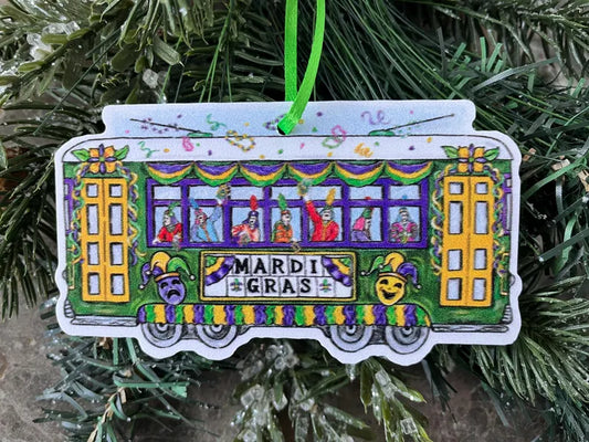 Mardi Gras Streetcar Horizontal Ornament