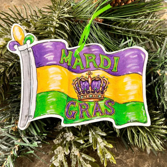 Mardi Gras Flag Ornament