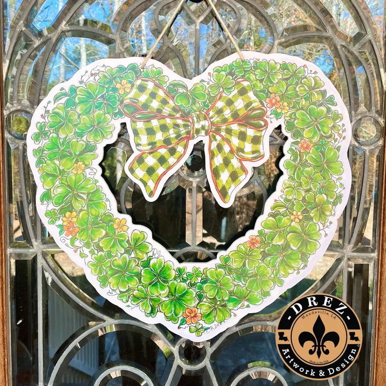 St. Patties Day Heart Wreath Door Hanger