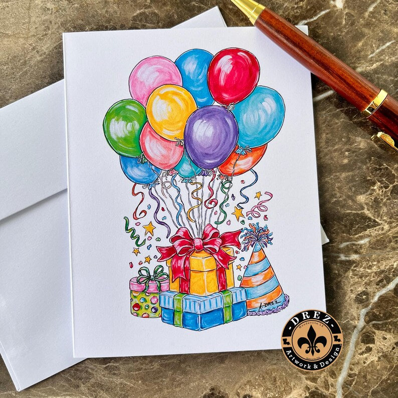 Balloon Collage Birthday Notecards