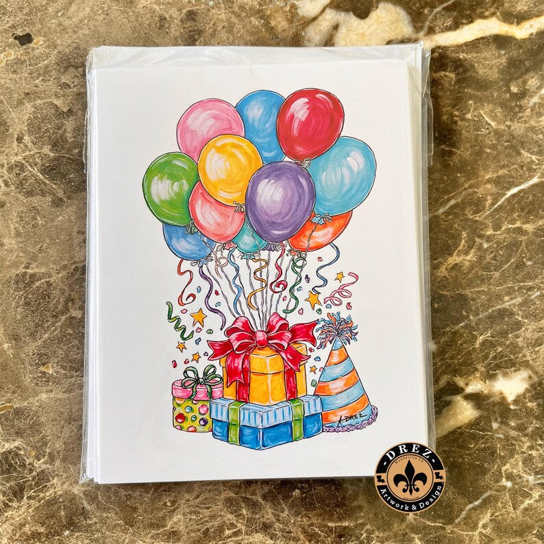 Balloon Collage Birthday Notecards