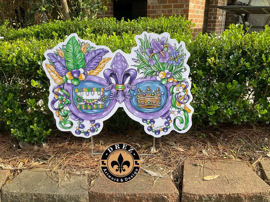 Mardi Gras Sunglasses Yard Stake