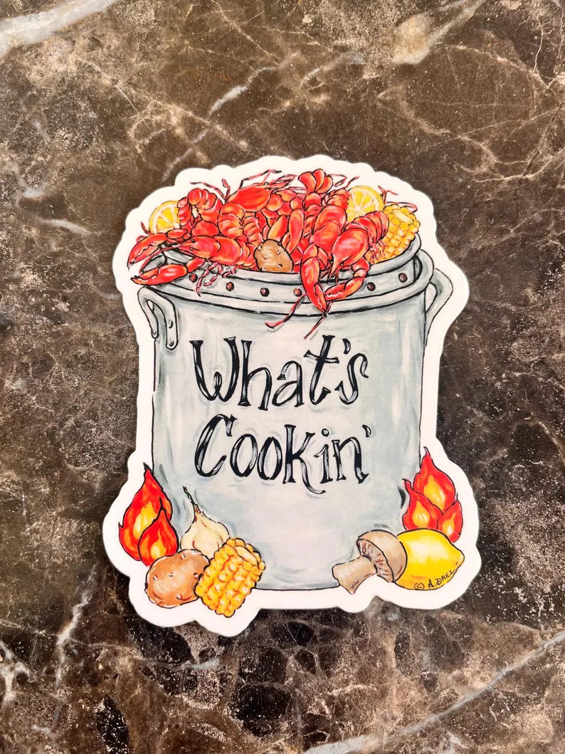 Crawfish Pot What's Cookin' Sticker