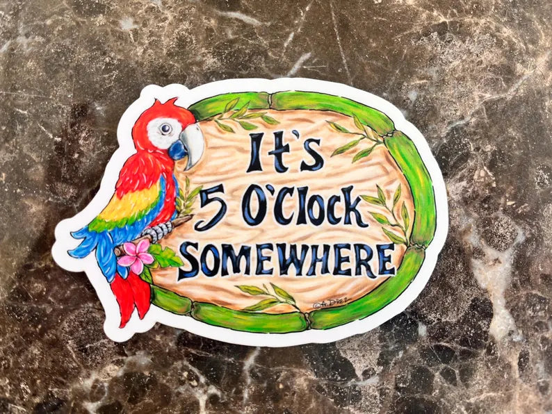 Parrot 5 O'Clock Somewhere Sticker