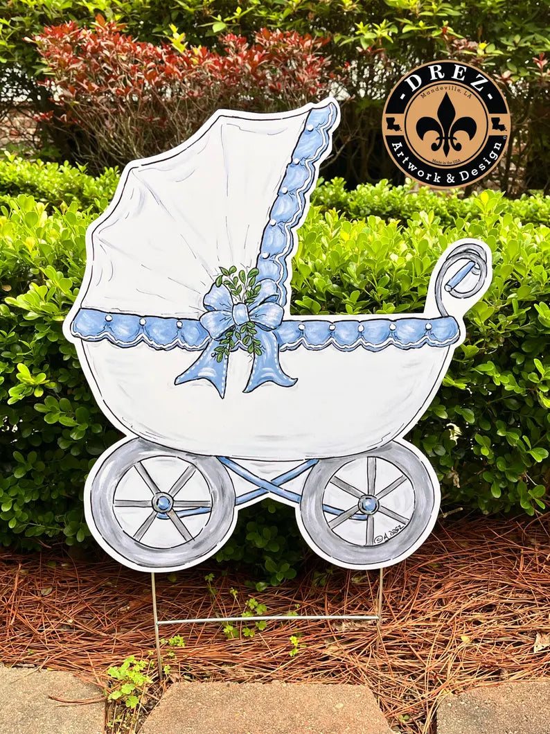 Baby Carriages Yellow/Blue/Pink Yard Stake