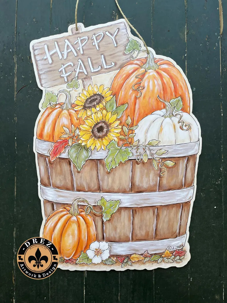 Fall Bucket with Sign Door Hanger
