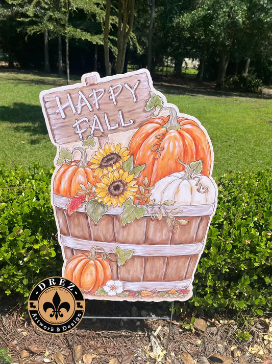 Fall Bucket with Sign Yard Stake