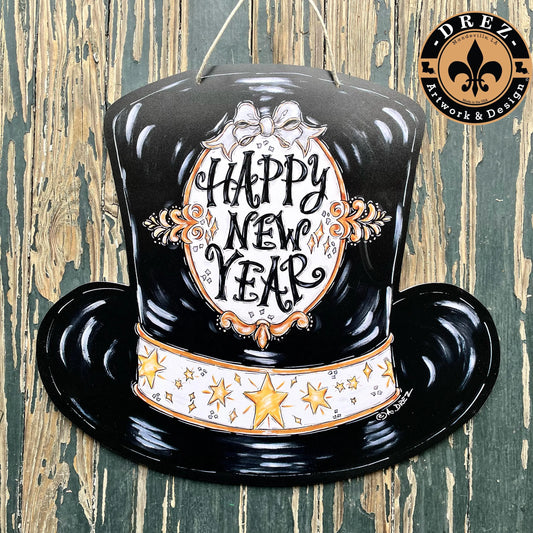 Happy New Year Hat Door Hanger