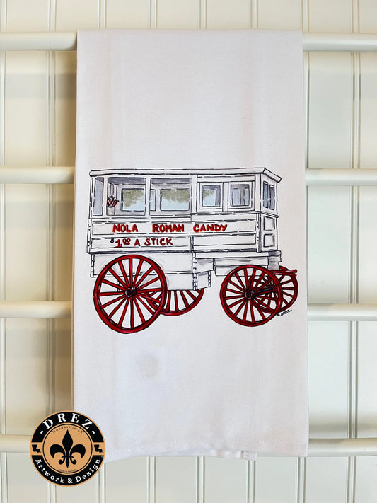 Roman Candy Cart Tea Towel