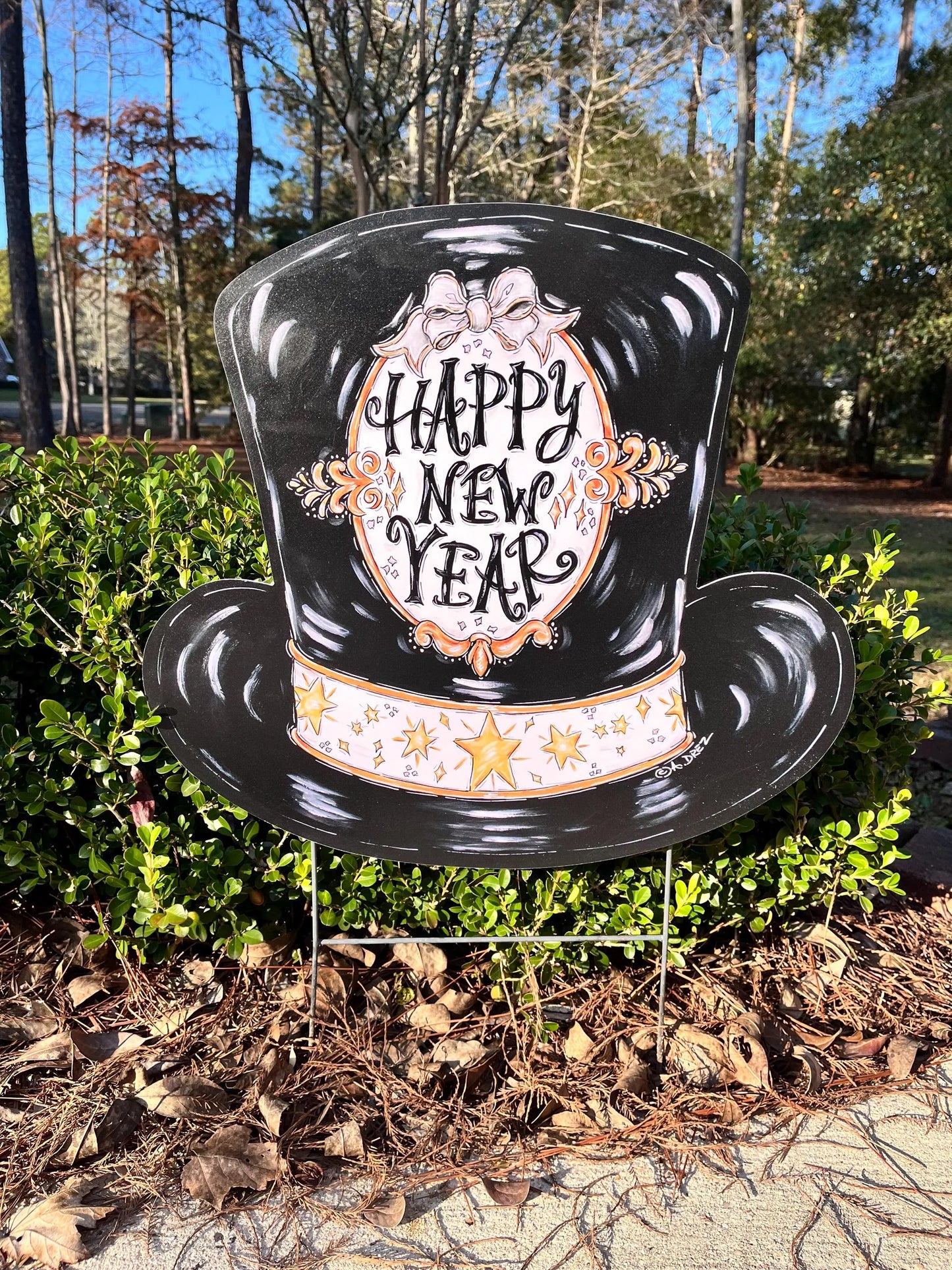 Happy New Year Hat Yard Stake