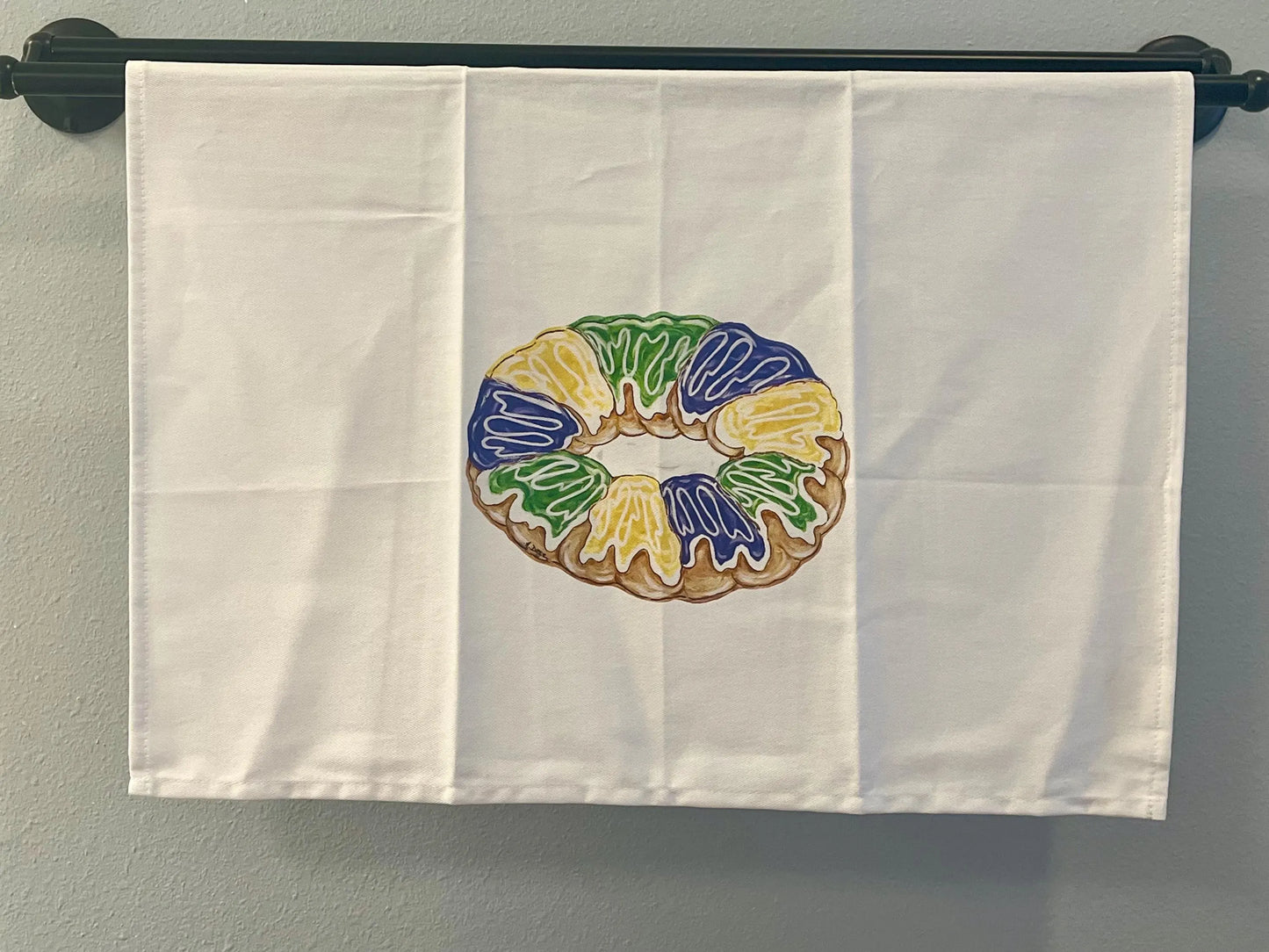 Mardi Gras King Cake Horizontal Tea Towel