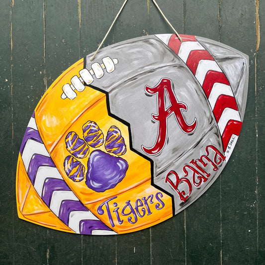 Football 1/2 Tigers 1/2 Alabama Door Hanger